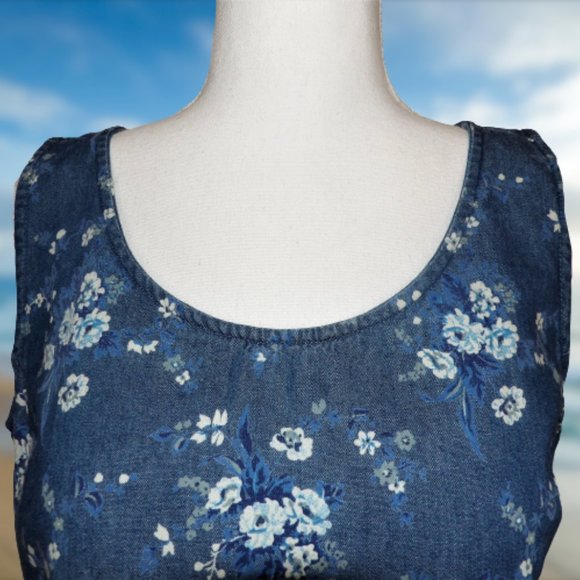 Coldwater Creek Denim Blue Floral VACATION… - Picture 4 of 13